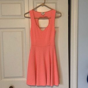 heart cut out coral skater dress